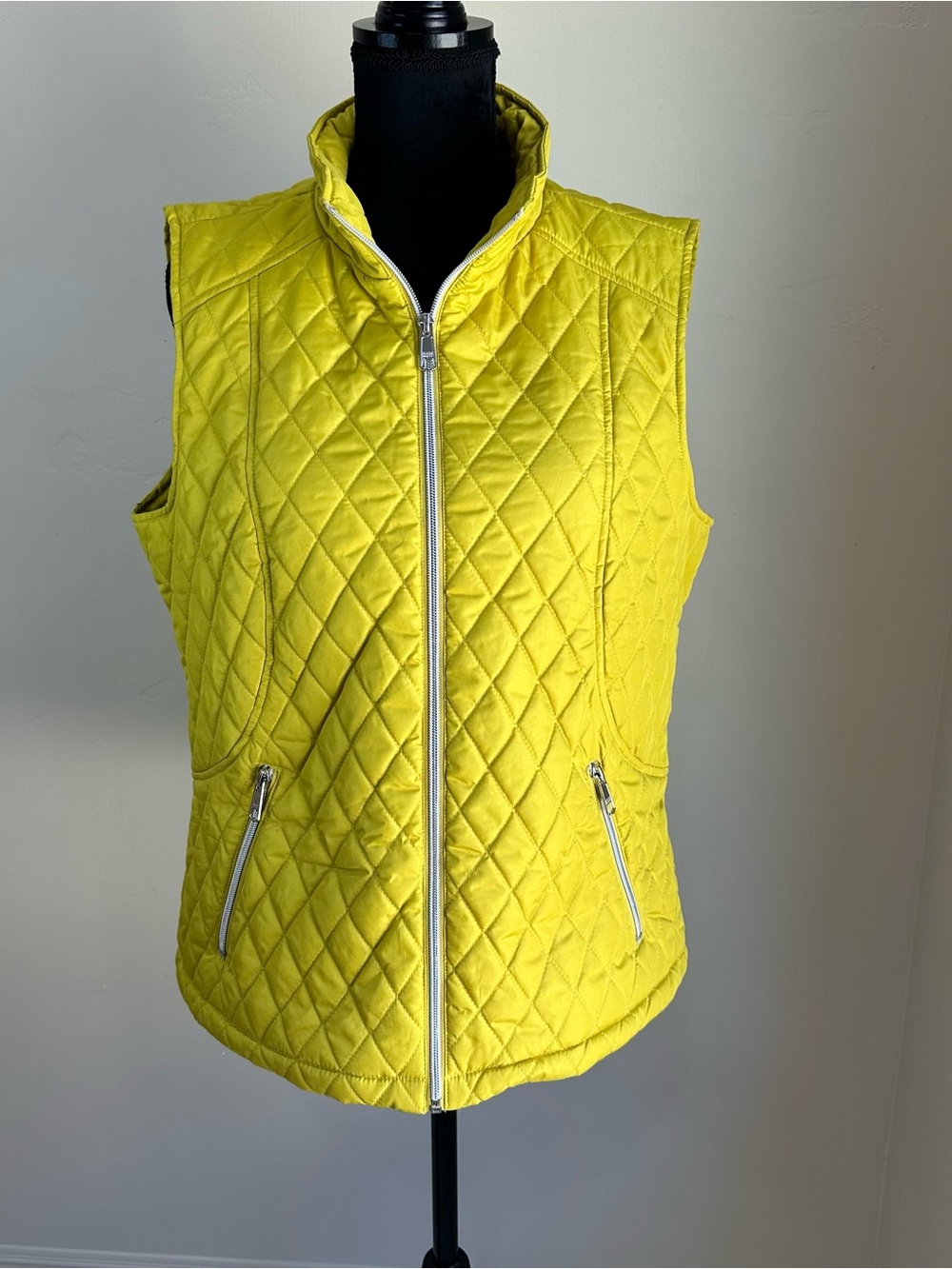 Quilted Yellow Women's Zip-Front Vest